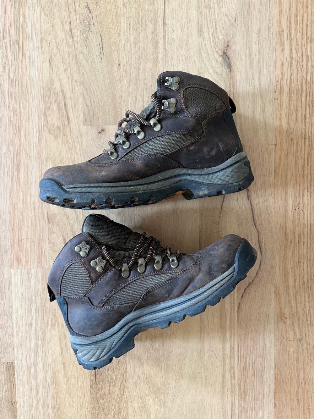 Timberland Women’s Brown Leather Hiking Boots with Gray Soles